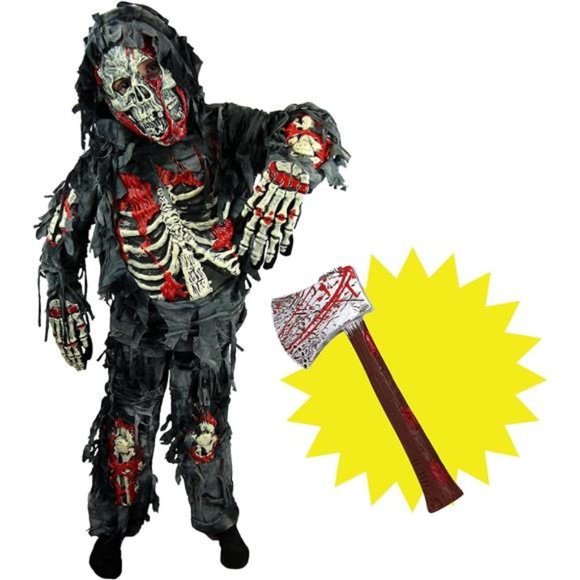 Scary Halloween Zombie Costume Monsters Costume with Toy Axe